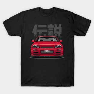 Skyline GTR R34 - Candy Red (Front View Design) T-Shirt